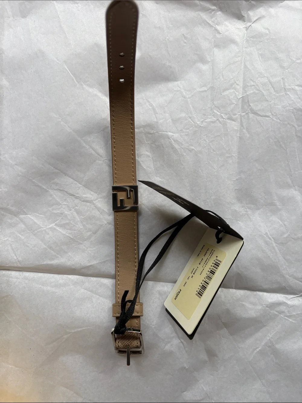 Fendi double FF signature logo brown leather bracelet with Box brand new